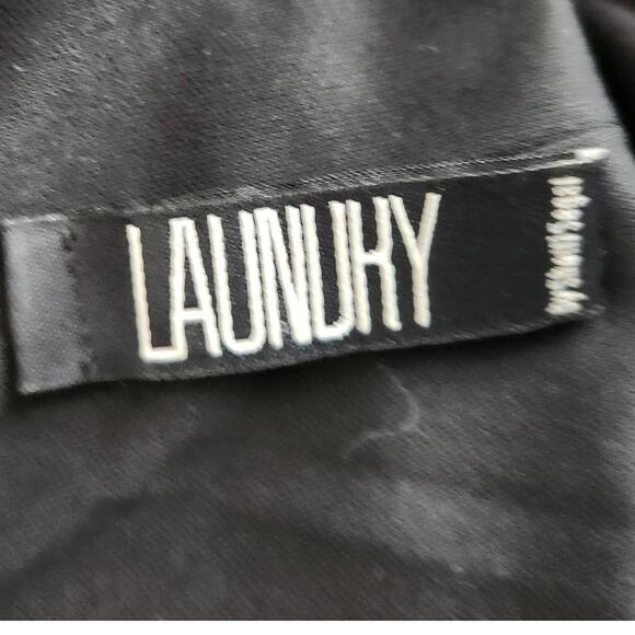 Laundry Black Asymmetrical Faux Wrap Ruched Party Dress Sleek Curve Hugging 4 - Picture 4 of 7